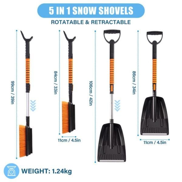 Cretosou Snöspade 5-i-1: Mångsidig och hopfällbar snöredskap! - Bild 2